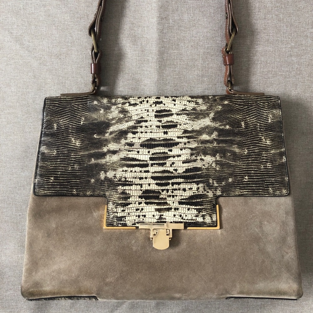 Lanvin Miss Sartorial suede and lizard bag